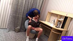 Andrew Hot Massages Alisa's Natural Tits. Young College Roommates In Bedroom Action.