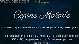 Hey, my sick girlfriend gives French jerk off instructions with a naughty twist