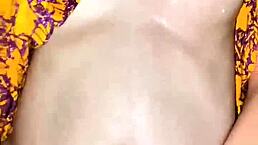 Young mom in yellow dress fucked while milking breasts