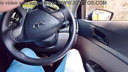 masturbating in the car in public to please the hot girl at the bus stop