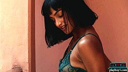 Is this indian milf angel constance teasing her curves or begging for more attention with those ripped clothes and undressing show