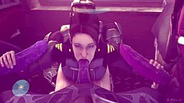 Halo gangbang with monster cocks and facials!