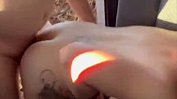 Streetwalker bent over for public fuck and cum on ass