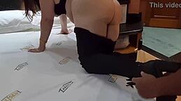 Perfect ass gets blowjob and takes cock hard!