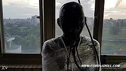 Wow, 1mm rubber mask bondage play!