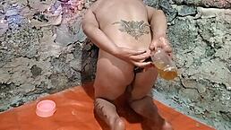 Ts Squirts Piss And Stuffs Toy Lizards Inside Anal