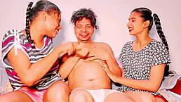 Teen Stepsisters Seduced by Stepbrother in Group FFM Action