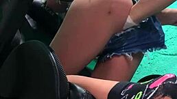 Watch me slide the whole arm into this latina blonde's pussy like a sex toy outdoors!