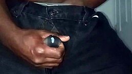 Solo masturbation leads to intense orgasm despite restrictions.