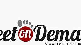 Roxanne dominates her caged slave with intense footjob in stockings