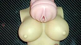 Trio with kissy and dolly spreads vagina and ass for creampie on tits in homemade quickie