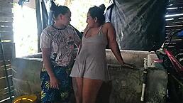 i went to the neighbors well for water but got a good fuck too, licking her ass and pussy homemade style with my big cock