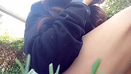 Whore Pissing And Burping In Public Park Without Underwear