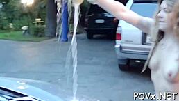 Shaved pussy gets rough pounding from erected cock in pov