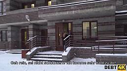 how does this russian redhead calm her credit broker? with hot doggystyle sex for cash!