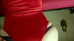 feeling so hot in red satin while fucking pussy with dirty talk