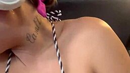 Blonde sweats and wets pussy at gym near Copacabana