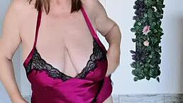 Granny MariaOlds Dances in Lilac Serenade with Shaved Pussy Play