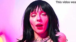 Stella Bliss passionately masturbates her shaved pussy.