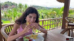 I saw this cute girl eatin a burger with cum all over her face in the cafe, what a cumwalk!