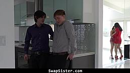 Stepbrothers unload on stepsisters' faces in wild orgy swap