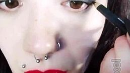 Backstage of a hot brunette