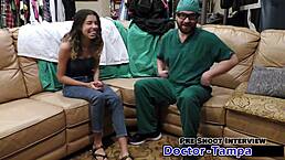 Aria Nicole spreads for Dr. Tampa's latex procedure.