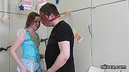 Foxy kitten endures painful anal treatment in the madhouse.