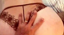 French amateur in satin lingerie gets pussy pounded.