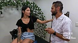 Colombian Salome Gil gets a deepthroat massage with a happy ending twist.