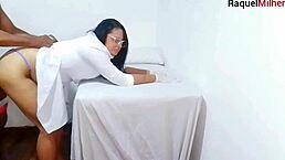 Brazilian nurse in lingerie watches patient’s erection during steamy hospital fetish play