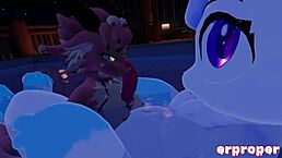 in vrchat, draco teases and fucks alolan vulpix hard, sucking monster cock.
