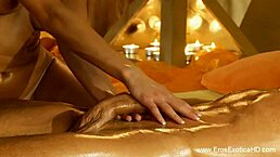 exotic arab indian couple enjoys intimate handjob massage, he deserves that relaxing touch