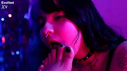 rotten venus and nath do lesbian foot fetish, sucking toes barefoot in domination scene