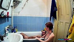 My skinny maid sucks cock in the bathroom! 😏