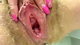 Ever seen a sexy hairy pussy gape up close?