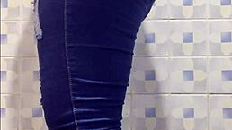 Mature Woman Caught in Public Bathroom