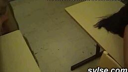 Two amateur French teachers bang before a wild group session at the restaurant.