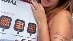 husband caught me flashing big pussy while washing balcony in bikini