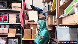 Cute Shoplifter in Hijab Gets Roughly Fucked in Backroom!