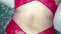 I see this sexy prostitute in red lingerie, full of cum from the swingers group, oh woww