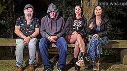 Gaby hotwife interviewed with Monica Lima and Tigrão in outdoor dogging at Mirante da Lapa