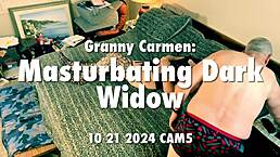 Granny Carmen Masturbates with Toys and Licks in Homemade BBW Scene
