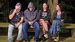 Gaby hotwife interviewed with Monica Lima and Tigrão in outdoor dogging at Mirante da Lapa