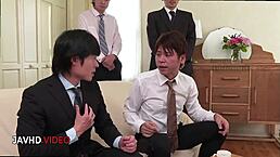 Hot Office Lady Delivers Killer Blowjob Before Hard Fingering in Group Action