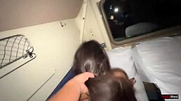 Girl woke up on public train from wet pussy penetration