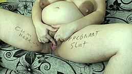 Hey, how does a 9-month pregnant wife feel masturbating after messy creampie sex?