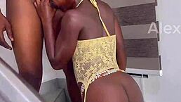 Watch these 5 step sons gangbang that petite African teen!