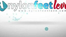 Watch redhead secretary's feet in stockings!