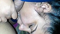 Indian Bitch Sucks Huge Cock in Homemade Interracial Blowjob Scene